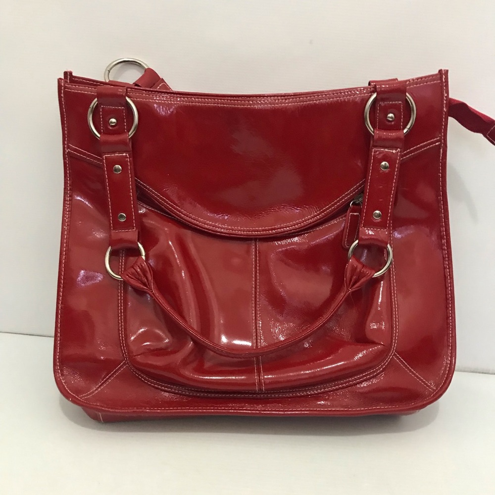 Mary Kay Red Patent Leather Tote Bag - Stylish Everyday Carry